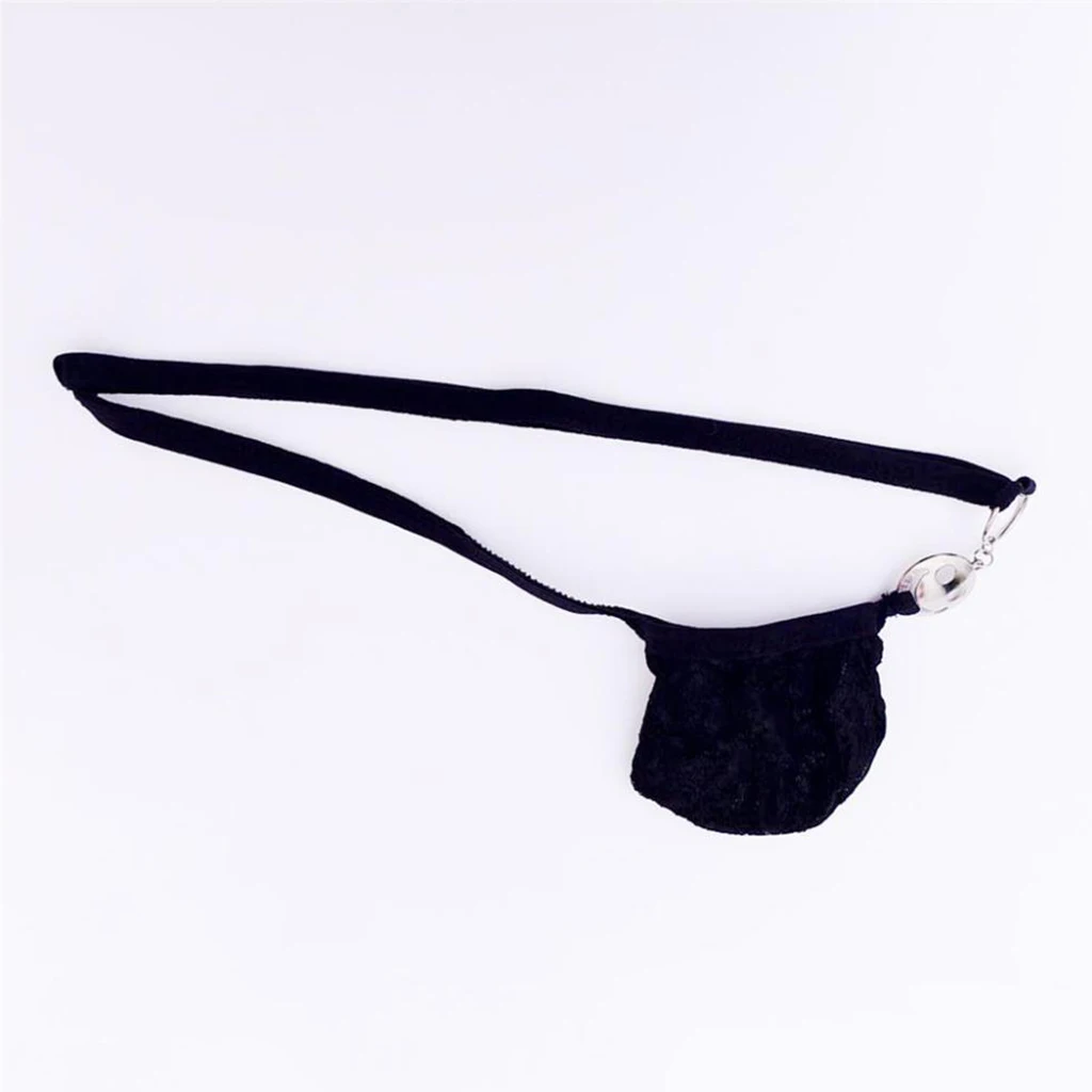 Mens Sexy Lace Mini Pouch G-string Briefs Underwear Low-rise G-String Backless Bulge Pouch Briefs T-back Thong Underpants