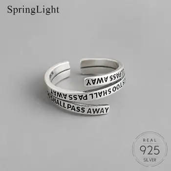 

Springlight Vintage Multi-Layer English Letter Open Ring Real 925 Sterling Silver Special Design Fine Jewelry for Women Rings