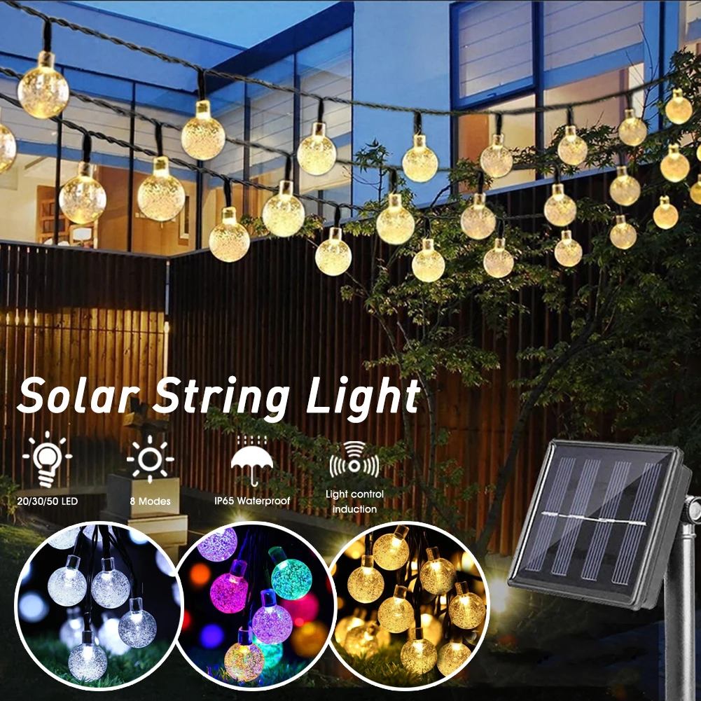 Luzes ao ar Modos à Prova Globo de Cristal com 8 Dia das Bruxas Natal Solar String Livre Led Luzes Dwaterproof Água Powered Pátio Luz 20-100 2 Natal solar string luzes ao ar livre
