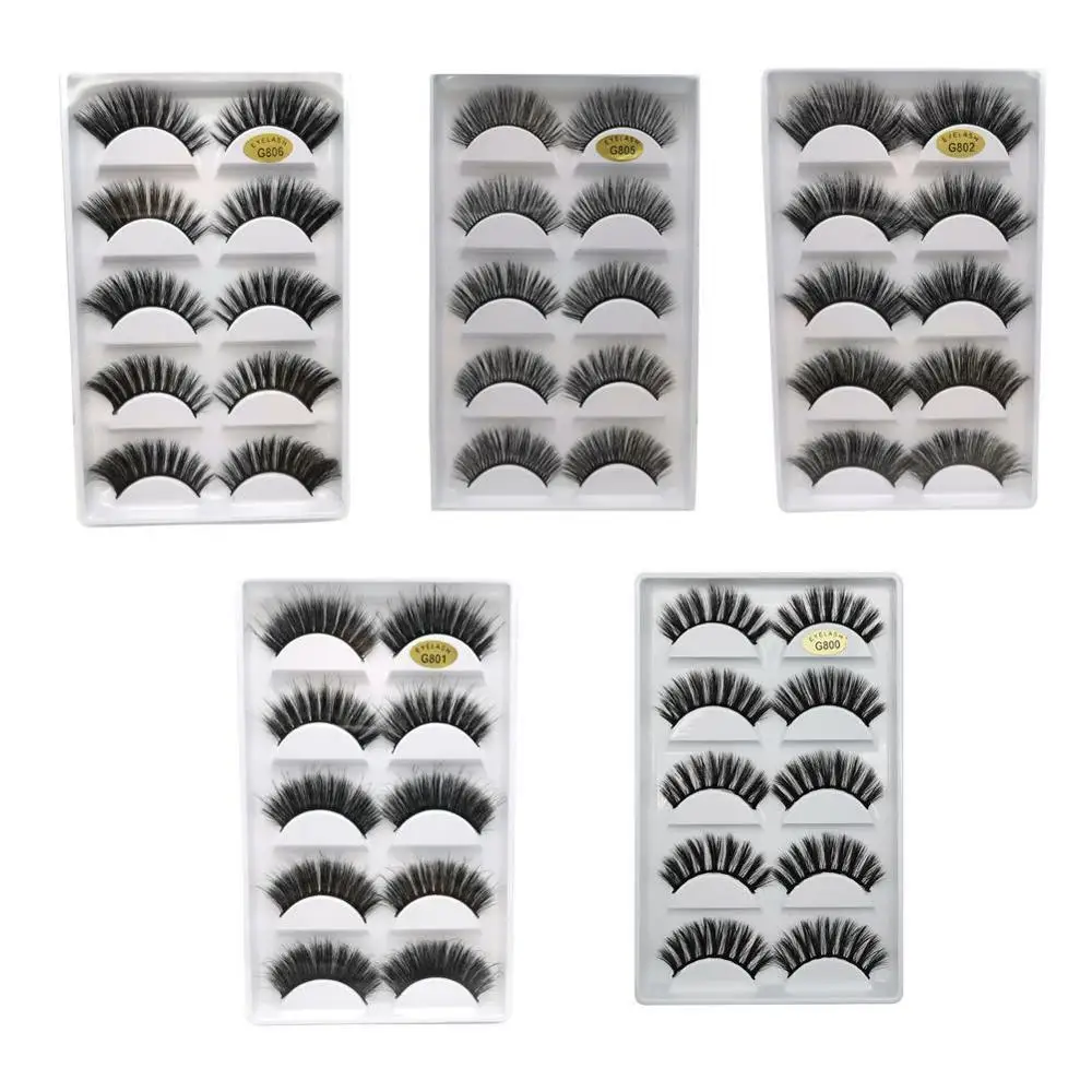 3D 5 Pairs Eyelashes Hand made Reusable Natural Long Mink Lashes Soft Dramatic Eye lashes For Makeup | Красота и здоровье