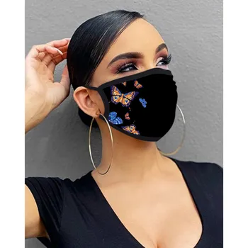 

1pc Adult Unisex Mascaras Fashion Outdoor Sports Mask Elastic Earloop Mouth Masks Cotton Mascarillas Trendy Butterfly Print Mask