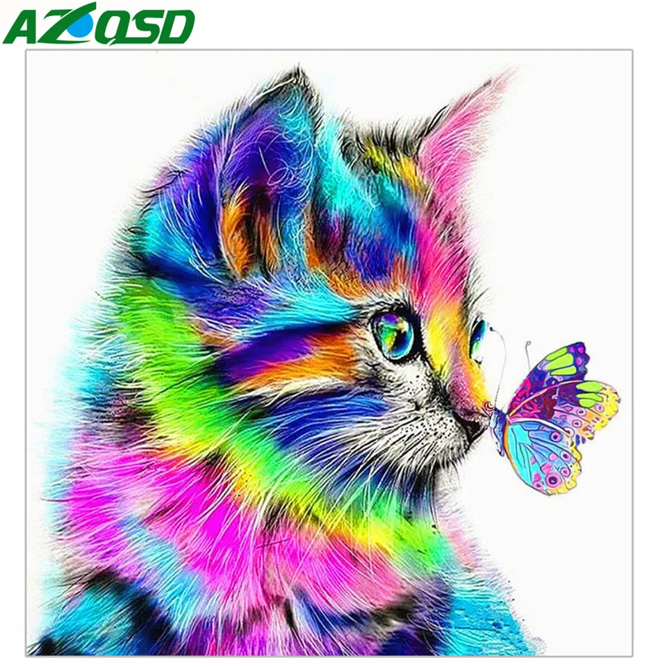 AZQSD Алмазная мозаика распродажа картина кот животное Вышивка Бабочка алмазные