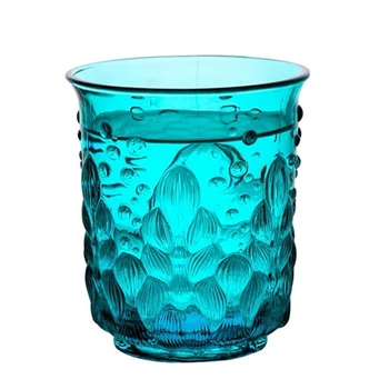 

Juice Glass Cup 250ml Relief Retro Water Texture Blue Whiskey Vodka Tea Bar Drinking Cups Beverage Glasses Wedding Glassware