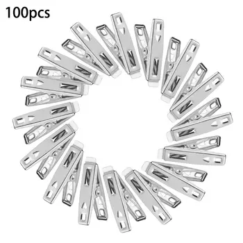 

100PCS Clothes Pegs Stainless Steel Clips For Coat Pants Laundry Drying Hanger