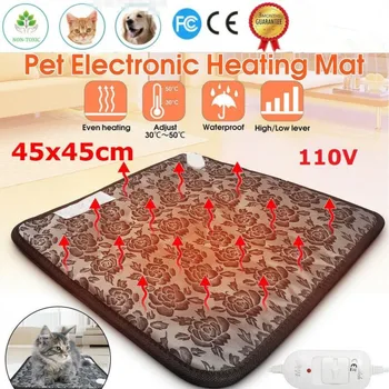

45x45cm Pet Electric Heating Pad 110V 50Hz Three-speed Thermostat Pet Winter Warm and Comfortable Animal Carpet Mattress