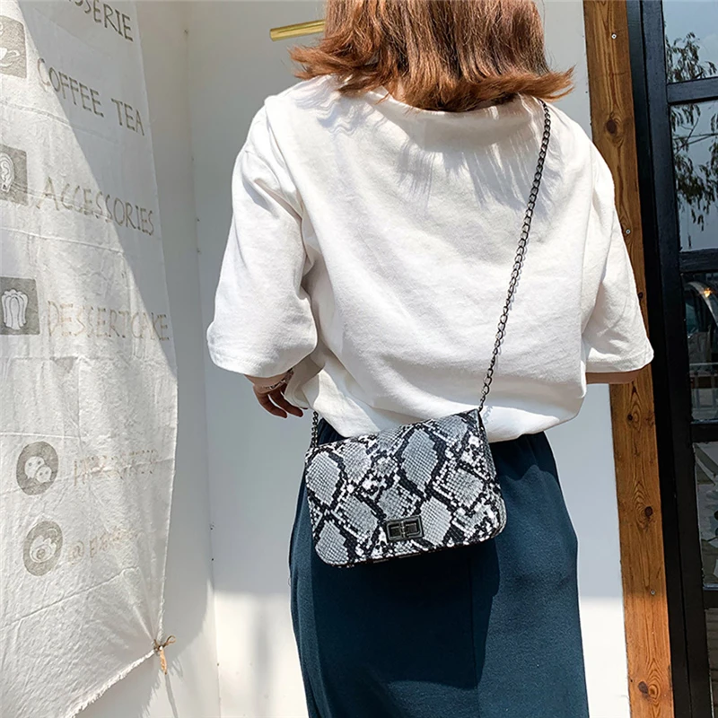 Aelicy Luxury Handbags Women Bags Designer Small Square Crossbody Bags Wild Girls Snake Print Shoulder Messenger Bag 1105