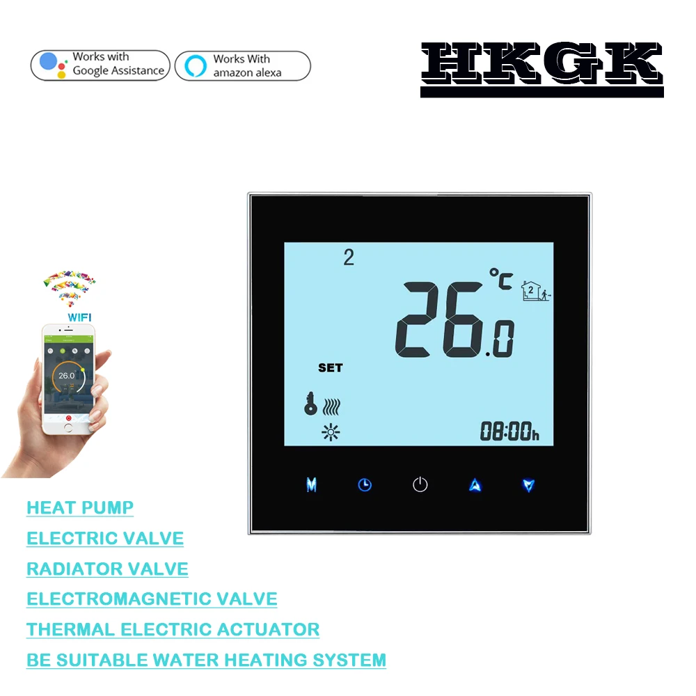 

24VAC, 95-240VAC Alexa Google home intelligent thermostat for water heating systems