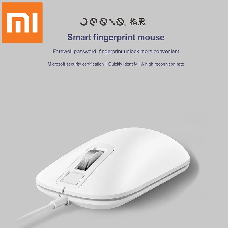 

Xiaomi New Fingerprint identification Mouse USB interface for Windows10,8.1 Laptop Surface Desktop computer office Wired mouse