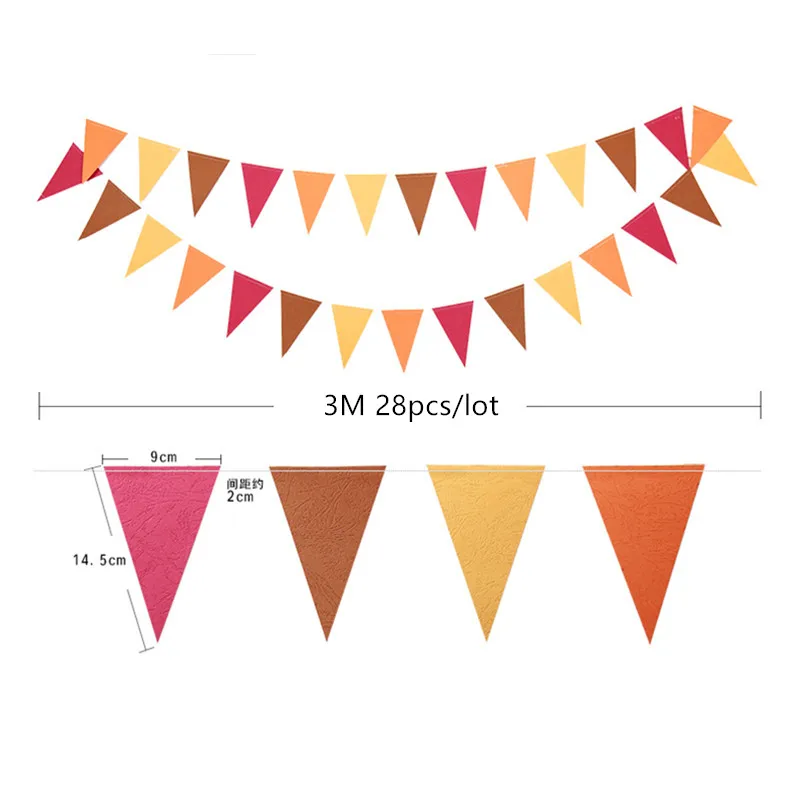3m orange banner Искусственные листья бумажные цветы подвесные гирлянды Рождественский венок осеннее украшение для дома поддельные цветы осенний Декор свадьба DIY - Цвет: 3m orange banner