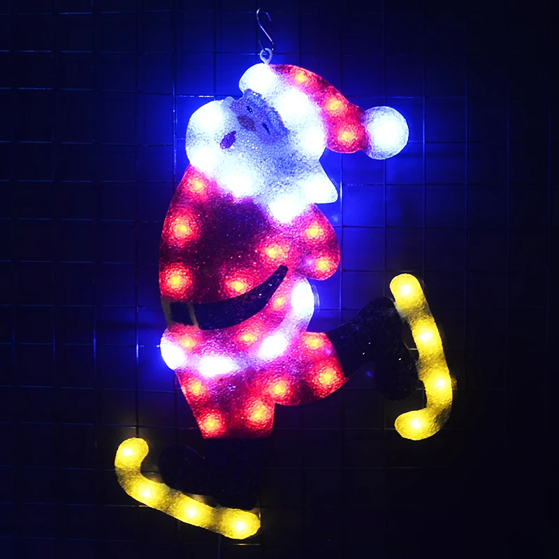 2D Рождество Санта Клаус Катание decoracion navidad внешний светодиодный Елочная Гирлянда Свет комнаты декоративные светильники