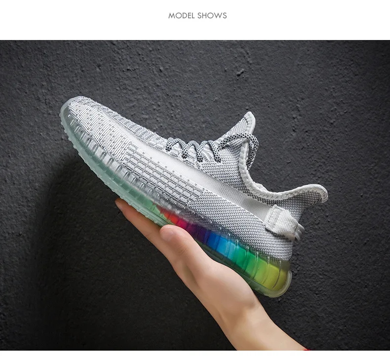 Online Celebrity Hot Selling Transparent Symphony End Coconut Shoes Men's Sports Trendy Shoes Fly Woven MEN'S SHOES Breathable R
