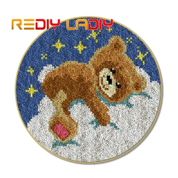 

Latch Hook Rug Sweet Dream Bear Crocheting Carpet Rug Acrylic Yarn Printed Canvas Cushion Mat Crochet Tapestry Latched Hook Kits