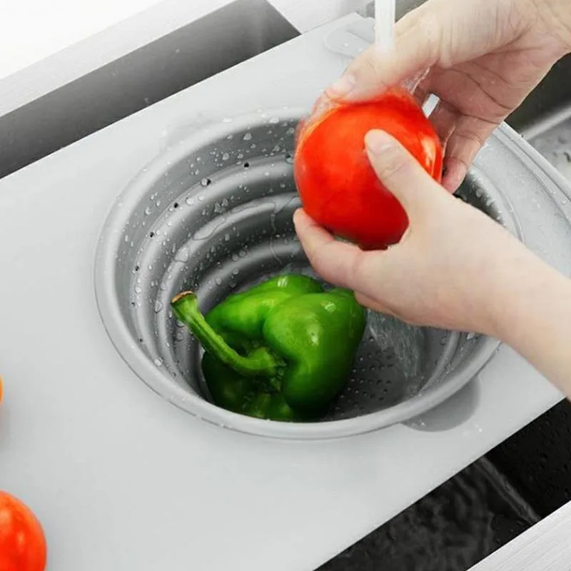 3-в-1 мульти-Функция измельчение продуктов Доска Съемный складной Силиконовый Корзина для сушки овощей антибактериальные разделочная Кухня инструмент