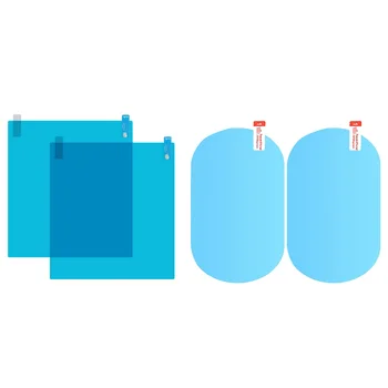 

Rearview Mirror Clear Film 4PCS Set Light Blue Anti-Fog Anti-Scratch Anti-Glare Stickers Window Foils Solar Protection