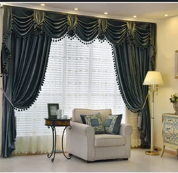 

Luxury European Style Thick Shading Solid Color Italian Velvet Curtains Veil Suitable for Living Room Bedroom Villa Curtains