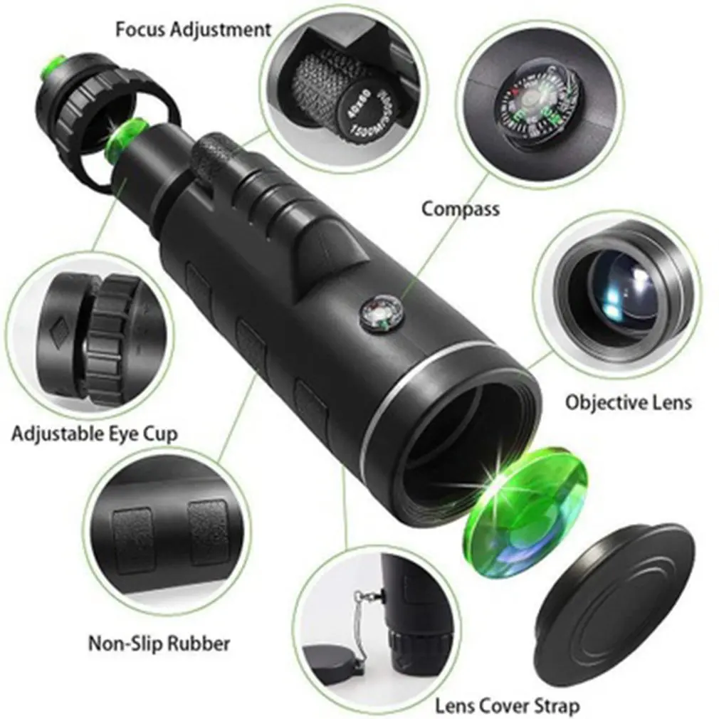 40X60 High-Definition Low-Light Night Vision Telescope Outdoor Photo Single-Tube Mobile Phone Telephoto