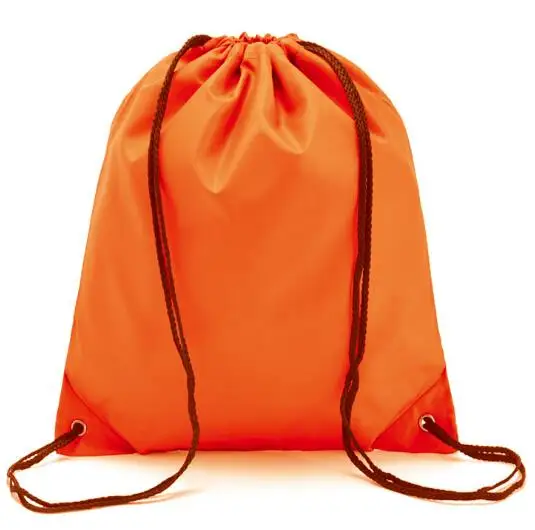 Orange Travel Home Solid Color String Drawstring Storage Bag Backpack Cinch Sack Tote Bag - Color: Orange