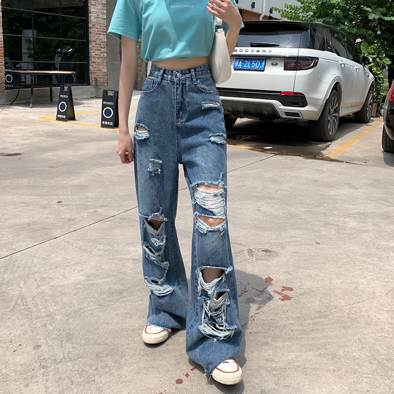 Beggar Ripped Jeans Fat Mm High Waist 