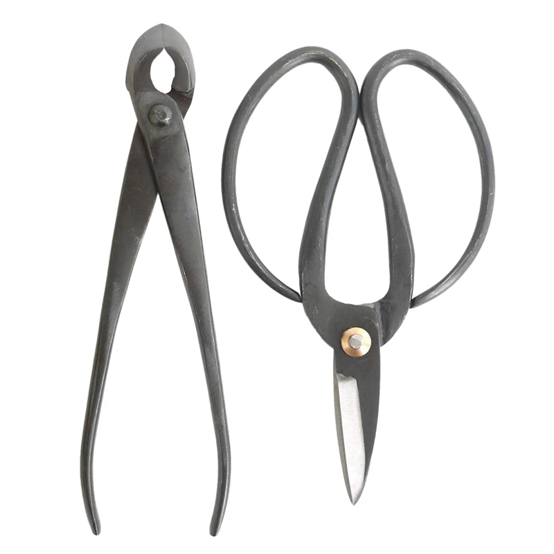 

New 2 Pcs Bonsai Basics Set - 8 inch Concave Cutter, 7 inch Heavy Duty Shear with Bag
