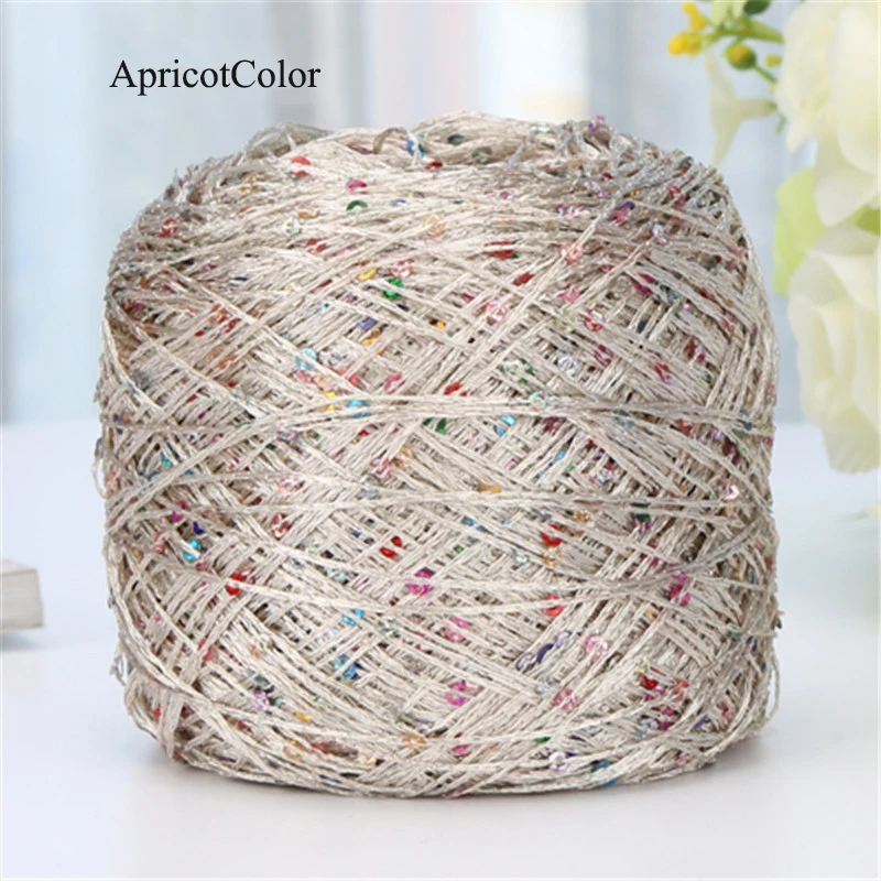 2pcs(200g) Fashion Summer Ice Silk Line Feature Sequins Line Yarn Diy Hand-knitted Wool Thread Sweater Scarft Hats Accessories - Цвет: ApricotColor