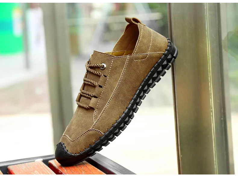 Men's luxury brand men's casual lace-up shoes soft-soled shoes hand-stitched rubber wear-resistant large size 38-46 men's shoes