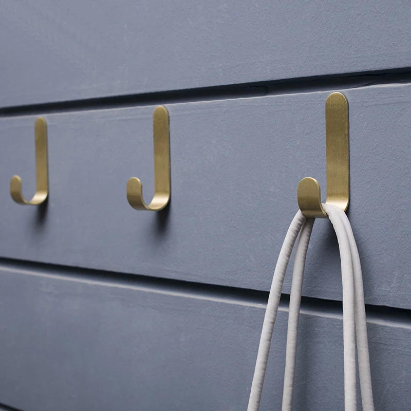 

Nordic Style /diy Self Adhesive Home Kitchen Wall Door Brass Holder Hook Hanger