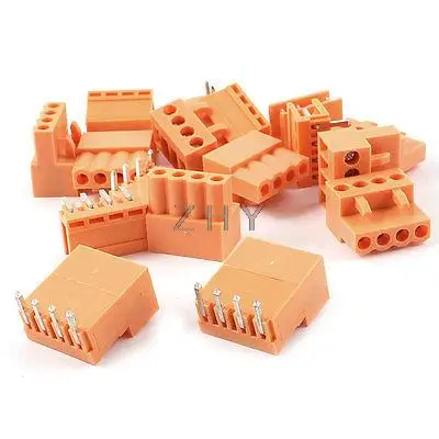

10 Set Orange 4 Pin 3.96mm Screw Pluggable Terminal Block Connector 300V 10A