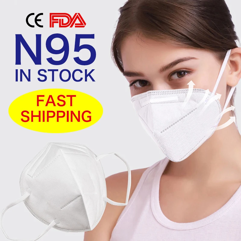 

100 PCS N95 Mouth Cover Mouth Masks Filter FFP2 4 layer Protection Disposable Ear Loop Anti Dust Gas Safety Breathing Mask