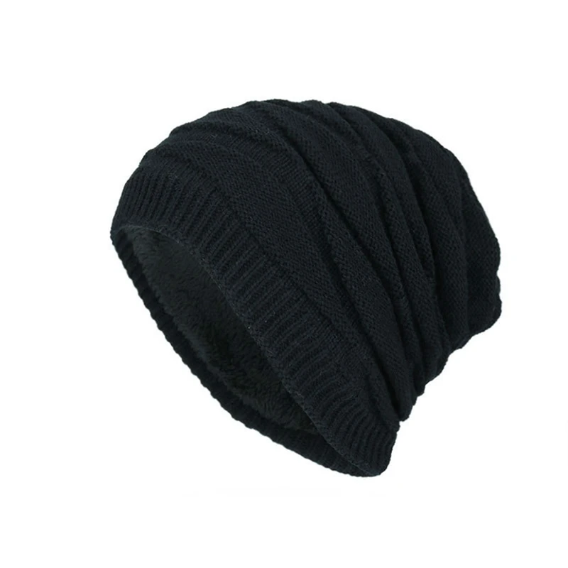 Мужская зимняя шапка Skullies шапки вязаные плюс бархатные Лоскутные цветные шапки Мужская шапка утепленная теплая - Цвет: GY