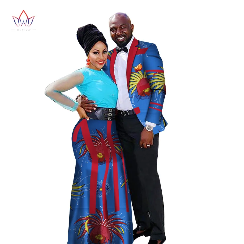 Модная африканская пара свадебная одежда Дашики Женская юбка и мужская рубашка для влюбленных Повседневная Свободная традиционная одежда WYQ66 - Цвет: 6