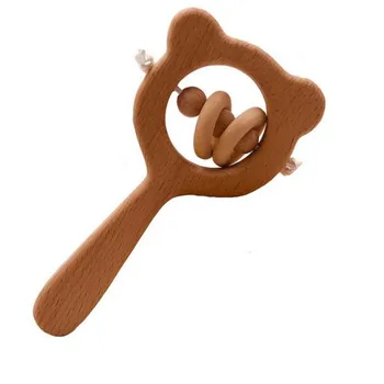 

Teething Toys for newborn baby Soft DIY Wooden Cartoon Animal Shape Teethers Rattles With Bell Or Bead