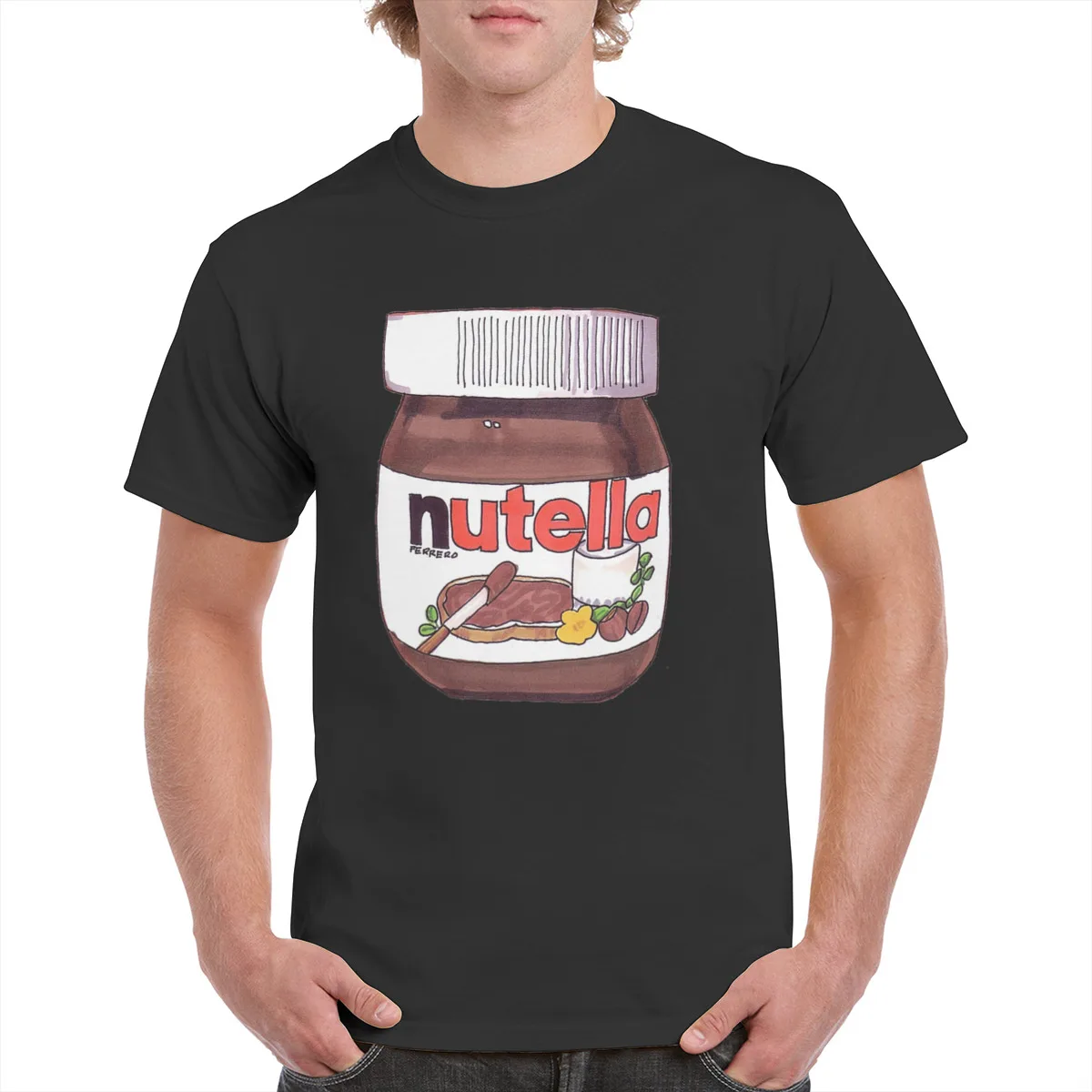 Футболка Nutella Kawaii Мужская Летняя хлопковая футболка с коротким рукавом для