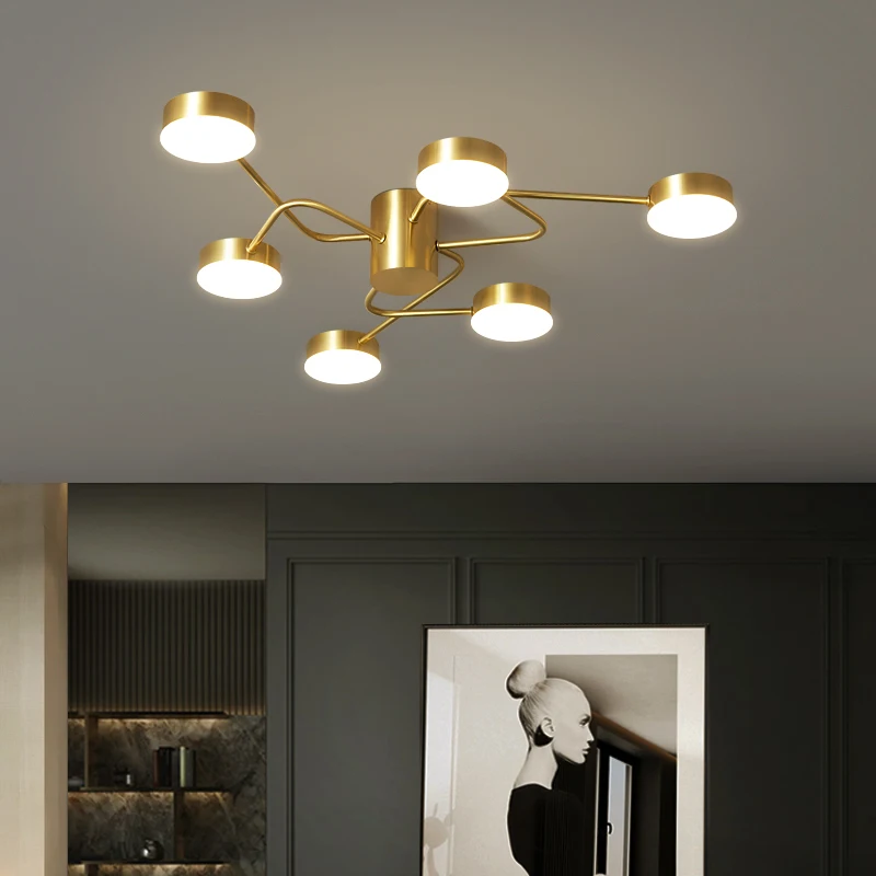 

Modern ceiling light Nordic Semi flush mount ceiling lamp fashional copper ceiling mount lamp for living room bedroom