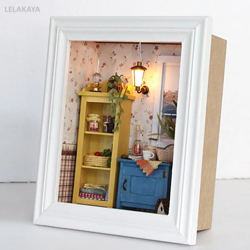 DIY фоторамка теплый рассвет деревянный кукольный домик мини мебель сборка