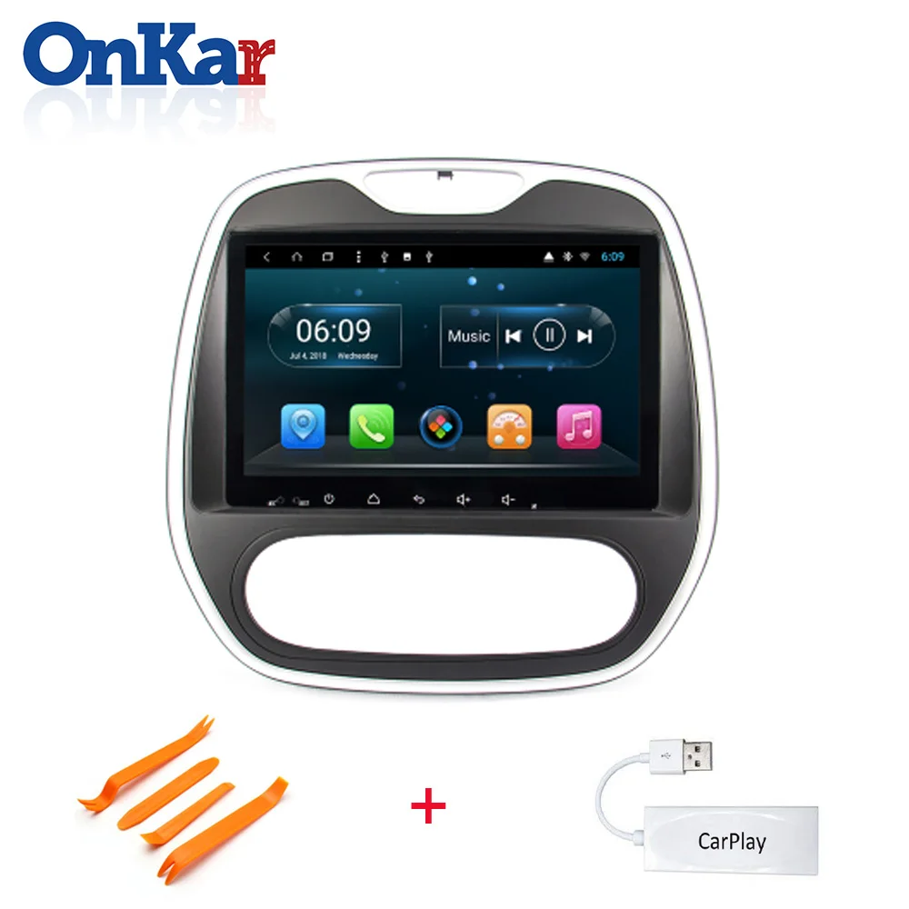 With Carplay Автомагнитола ONKAR renault captur Руководство 9 дюймов android 8,1 головное устройство gps навигация рулевое колесо управление без dvd задняя камера - Цвет: With Carplay