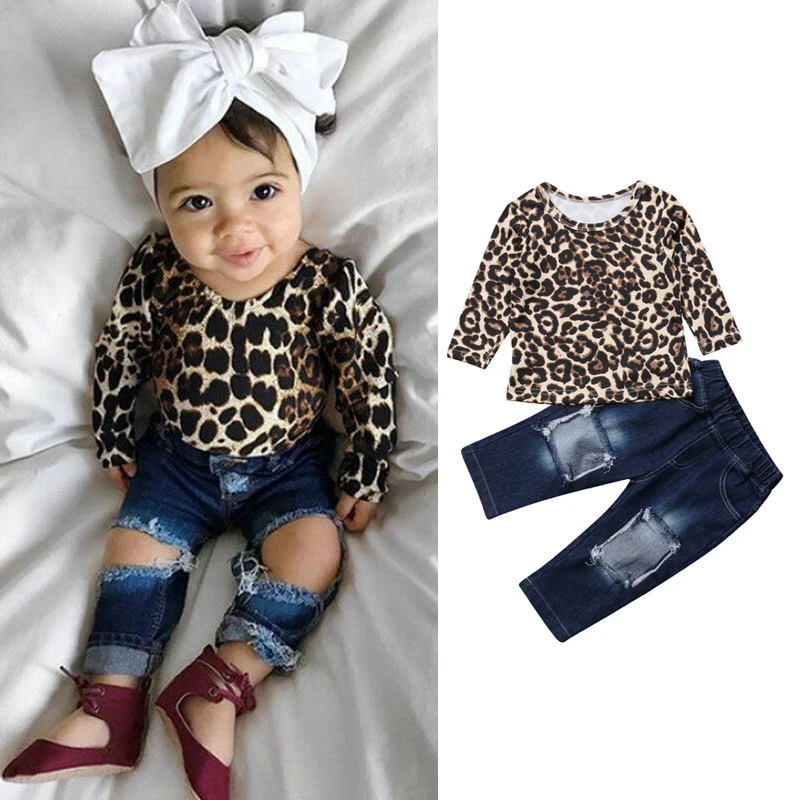 Baby Boy Leopard Clothing Fashion Unisex Baby Girl Leopard Outfits Long