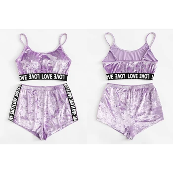 

Sexy Women Velvet Lingerie Set Nightwear Velour Crush Crop Top+Shorts Loungewear