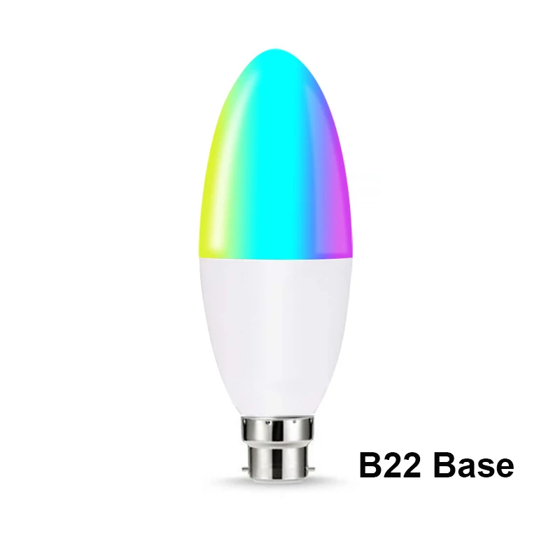 B22 Base E27 E14 B22 E26 умный светодиодный светильник 6 Вт с регулируемой яркостью, Wifi телефон, пульт дистанционного управления, светодиодный светильник, совместимый с Alexa Google - Испускаемый цвет: B22 Base