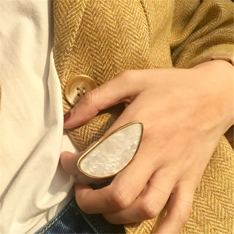 Кольцо с ацетатной пластиной регулируемое Ювелирное Украшение геометрическим