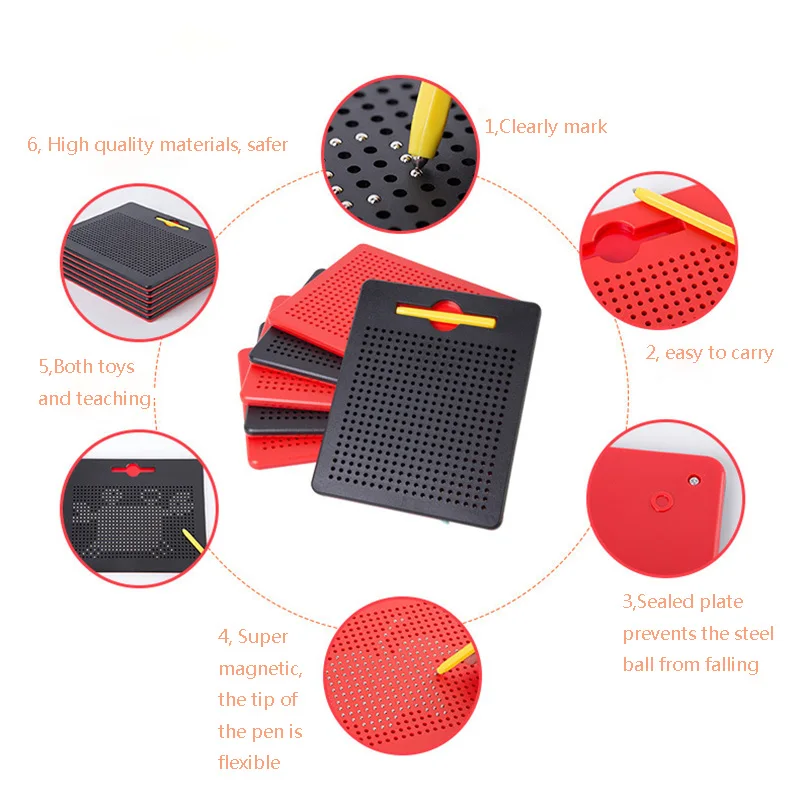 Magnetic Ball Sketch Pad Tablet Drawing Pen Board With Magnetic Stylus For Kid Montessori Educational Trip Activities Magnet Toy 3