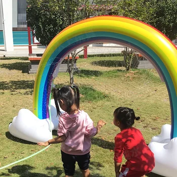 

Ginormous Rainbow Cloud Yard Sprinkler 238cm Giant Inflatable Archway Lawn Beach Outdoor Toys For Child Adult Baby Games Center