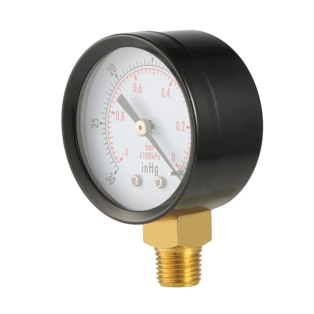 Сухой утилита вакуумный манометр Blk сталь 1/" NPT нижний монтаж-30HG/0PSI абсолютно