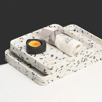 

Terrazzo Stone Serving Tray Dinner Plate Tableware Dishes Rectangular/square
