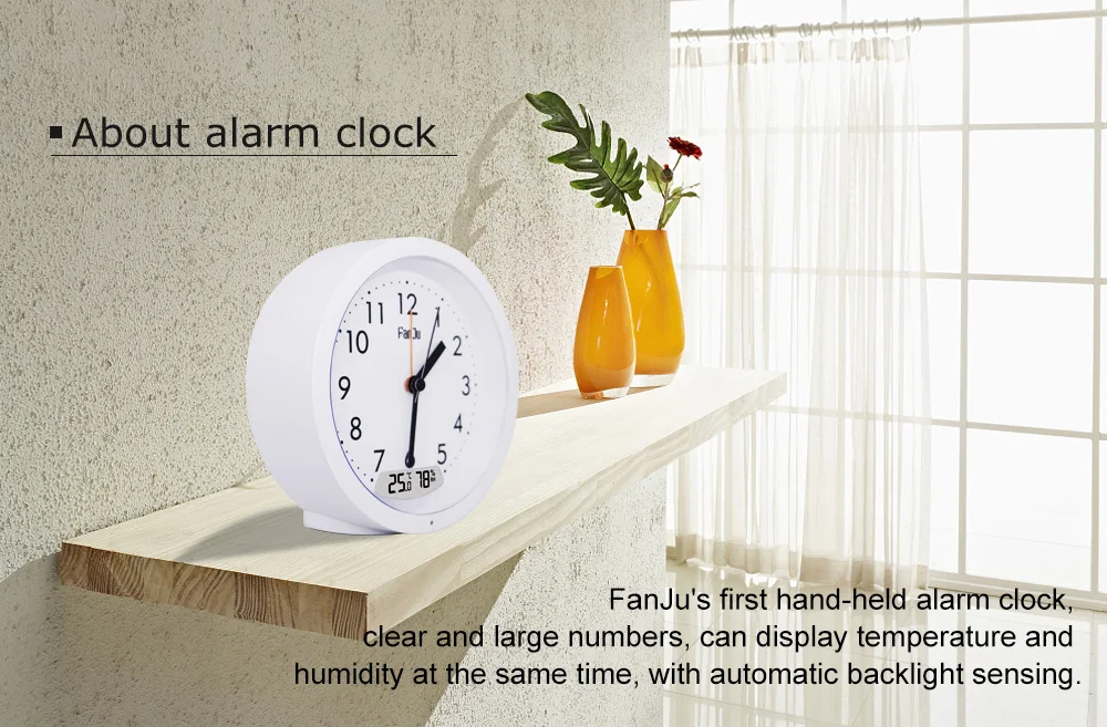 Fanju 5132 Повтор будильника Термометр гигрометр дисплей автоматическая подсветка классические настольные часы домашний декор