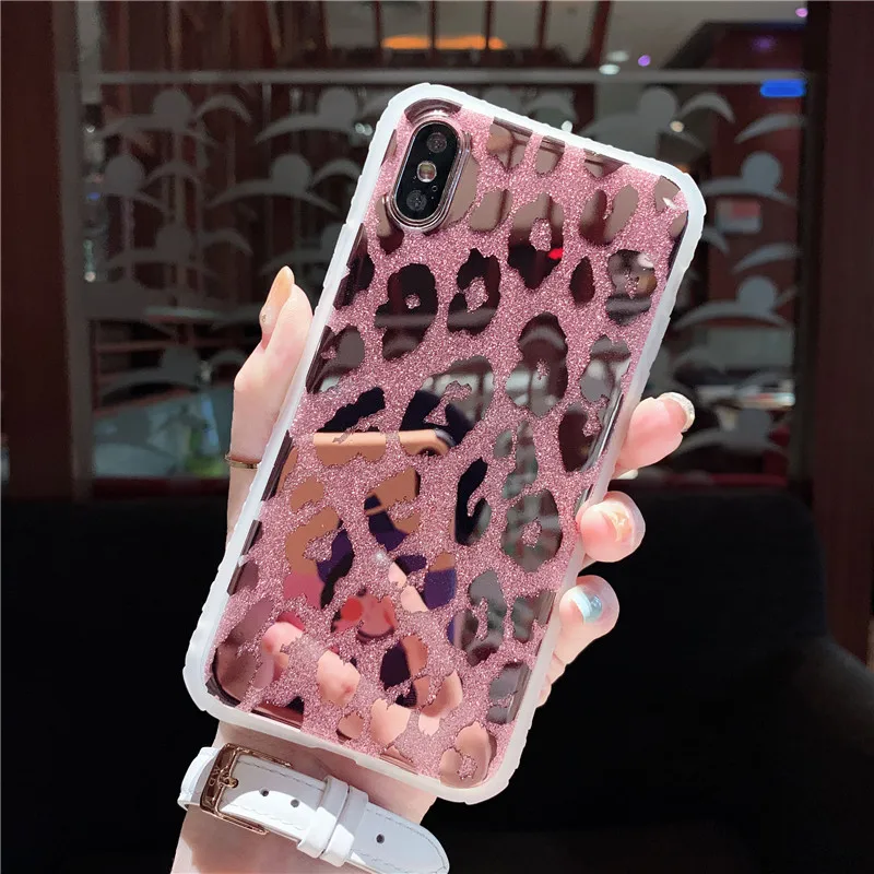 Thời Trang Cao Cấp Da Báo Laser Ốp Lưng Điện Thoại Iphone 12 Mini 11 Pro XS Max X XR Dành Cho Iphone 8 7 Plus Ốp Lưng Glossy 