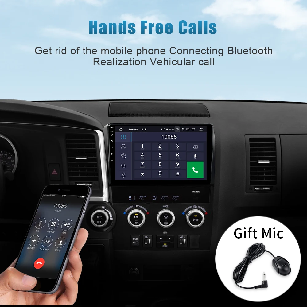 Top Dasaita Car Radio 10.2" Touch Screen Android 9.0 for Toyota Tundra 2007-2013 Sequoia 2008-2018 GPS Navigation Bluetooth MP3 3 Top Dasaita Car Radio 10.2" Touch Screen Android 9.0 for Toyota Tundra 2007-2013 Sequoia 2008-2018 GPS Navigation Bluetooth MP3 3