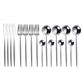 

16Pcs 304 Stainless Steel Cutlery Set Black Gold Knife Fork Spoon Tableware Dinnerware Mirror Silverware Set Gift Wholesale