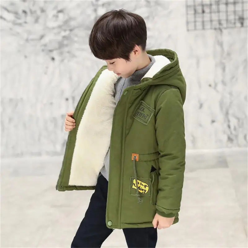 Г. Осенне-зимняя новая детская Длинная ветровка в Корейском стиле для мальчиков хлопковое пальто для мальчиков