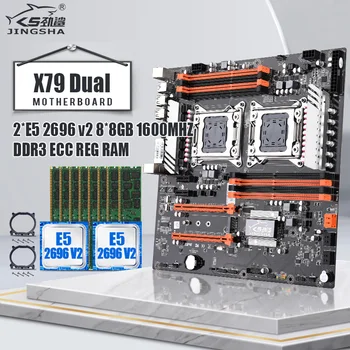

JINGSHA X79 Dual CPU LGA2011 Motherboard with 2*E5 2696v2*2 with8 Channel DDR3 8*8GB=32GB ECC REG RAM