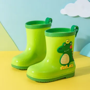 

New Baby's Rain Boots Lovely Dinosaur Children's Rain Shoes Pvc Rubber Kids Baby Cartoon Water Shoes Toddler Girl Boots 2020